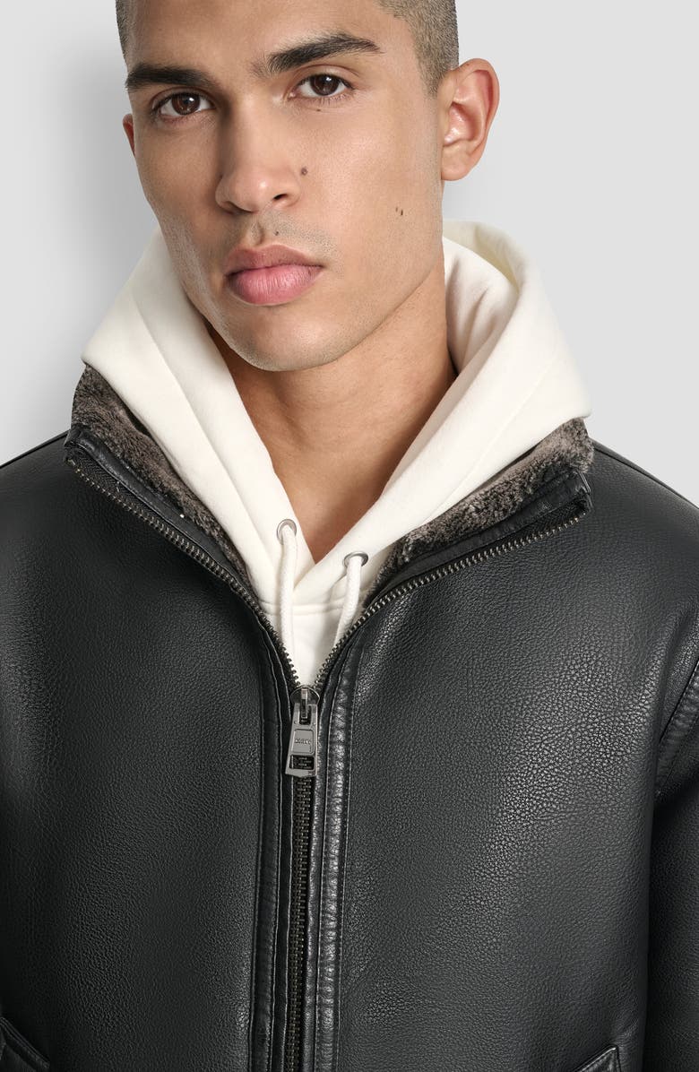 DKNY Faux Fur Lined Pebble Jacket, Alternate, color,