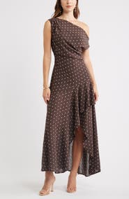 Chelsea28 Cascading Off the Shoulder Evening Dress