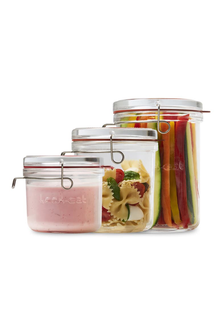 Lock Eat 3-Piece Sealed Storage Container Set, Main, color, CLEAR