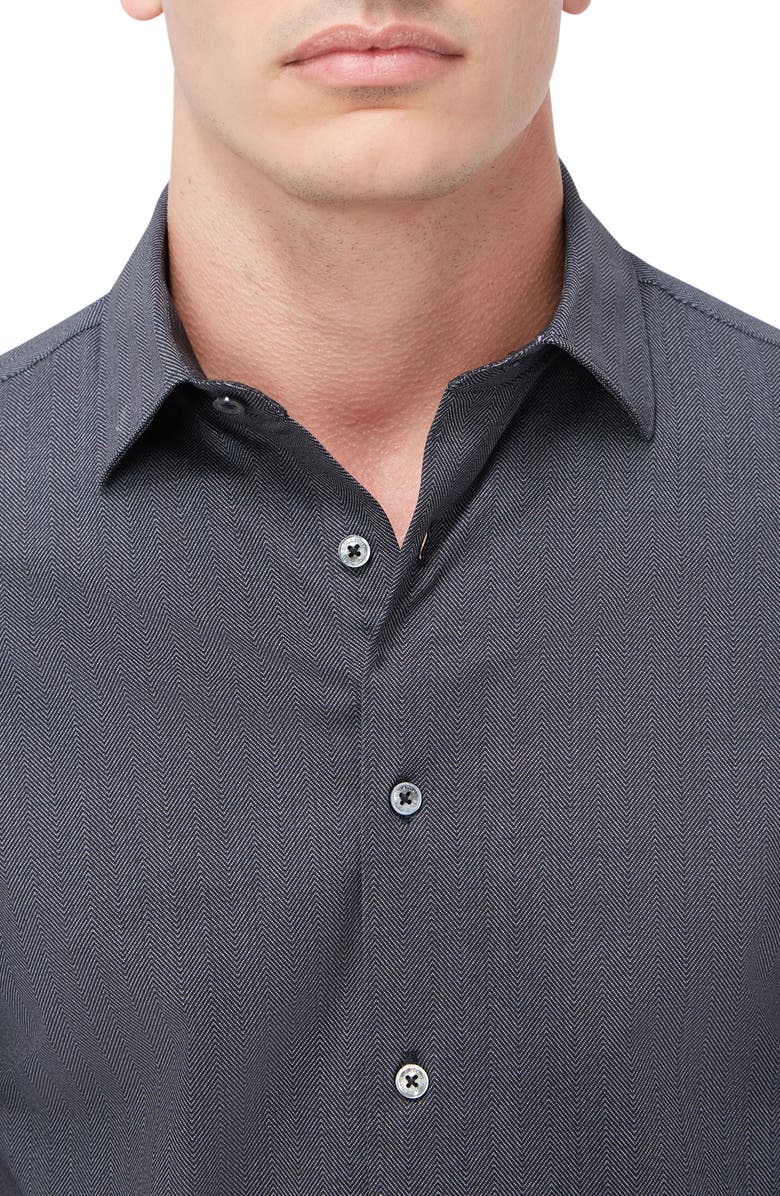 Bugatchi Jimmy OoohCotton<sup>®</sup> Herringbone Button-Up Shirt, Alternate, color,