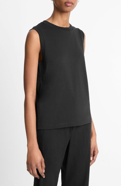 Vince Trim Linen Blend Sweater Tank In Black In Black