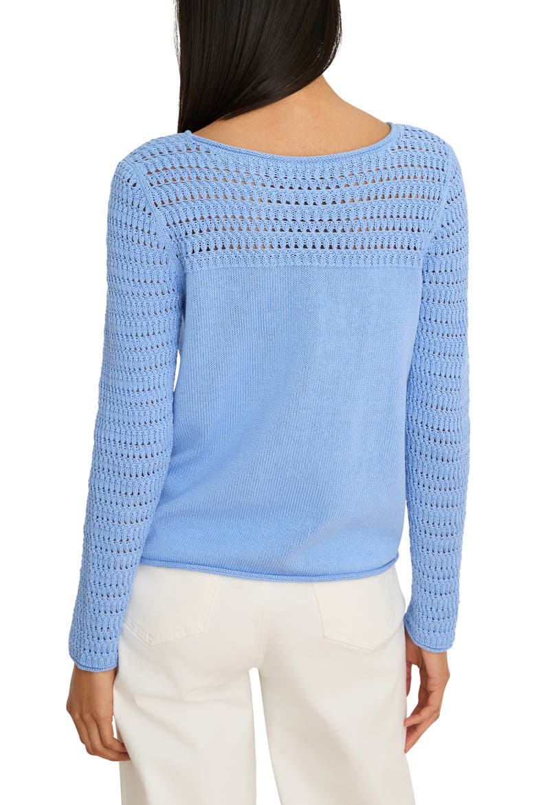 Placed Pointelle Cotton Blend Sweater, Alternate, color, FRENCH BLUE