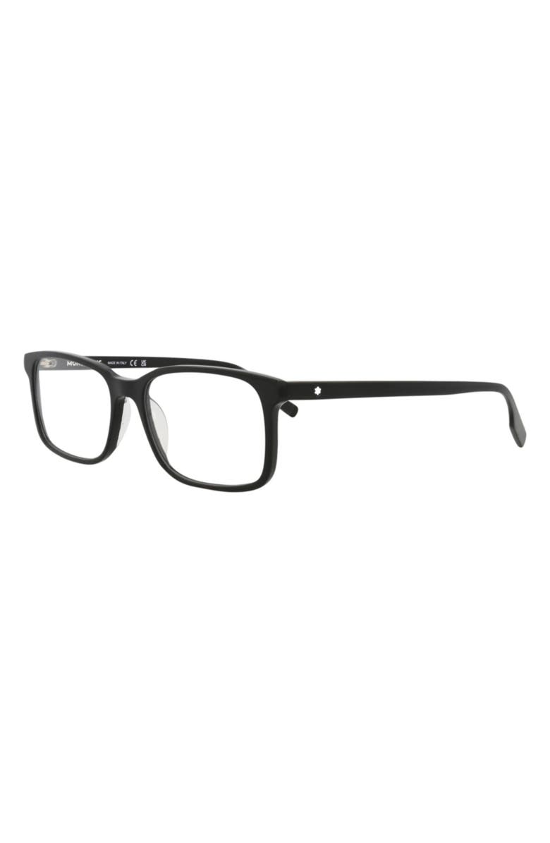 Montblanc 54mm Rectangular Optical Glasses, Alternate, color, Black Transparent
