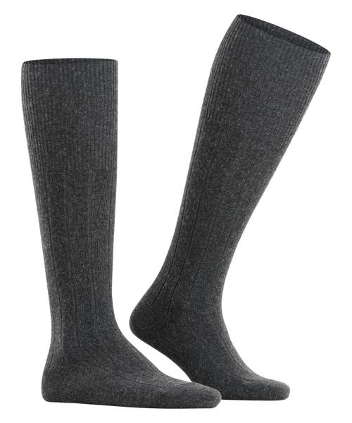Falke Lhasa Rib Wool Cashmere Knee High Socks In Gray