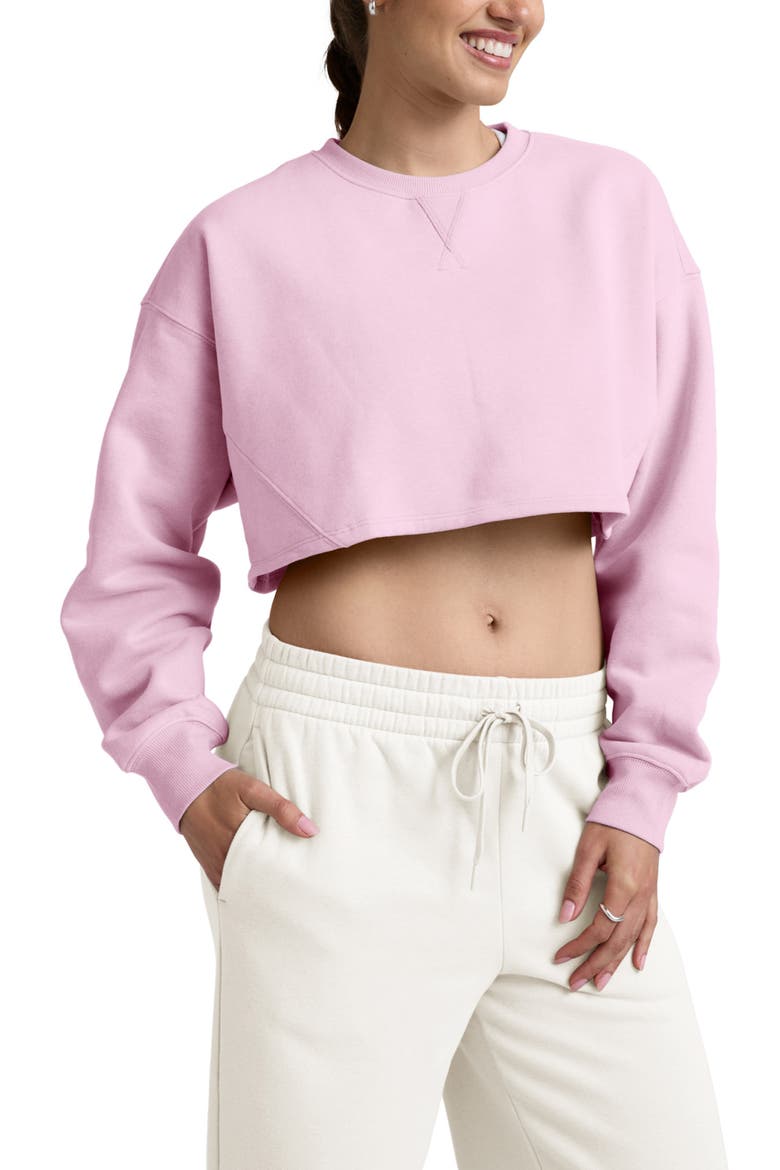 LuxeFleece Boxy Crop Sweatshirt, Main, color, FROSTY PINK