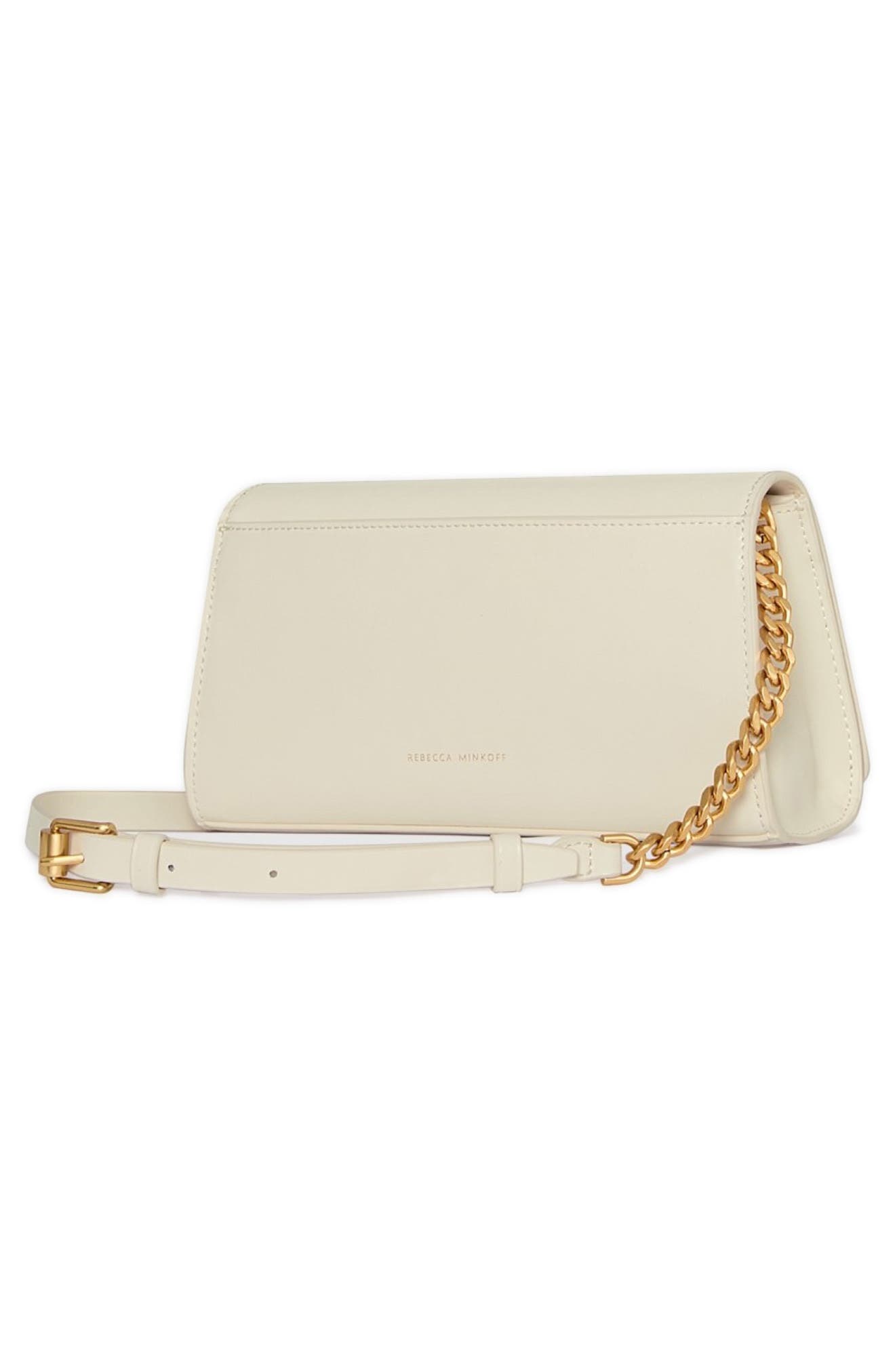 Rebecca Minkoff Curb Link Leather Crossbody Bag, Alternate, color, Porcelain