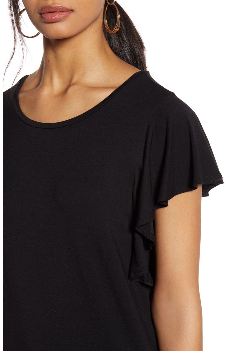 Flutter Sleeve Tee, Alternate, color, BLACK