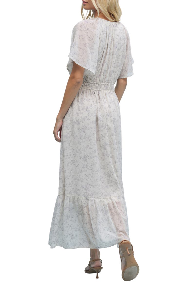 Flutter Sleeve Maxi Dress, Alternate, color, BLUE/ CREAM