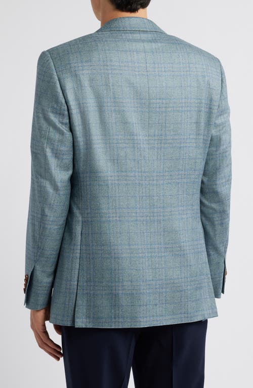Canali Siena Regular Fit Shadow Check Silk & Cashmere Sport Coat In Light Green