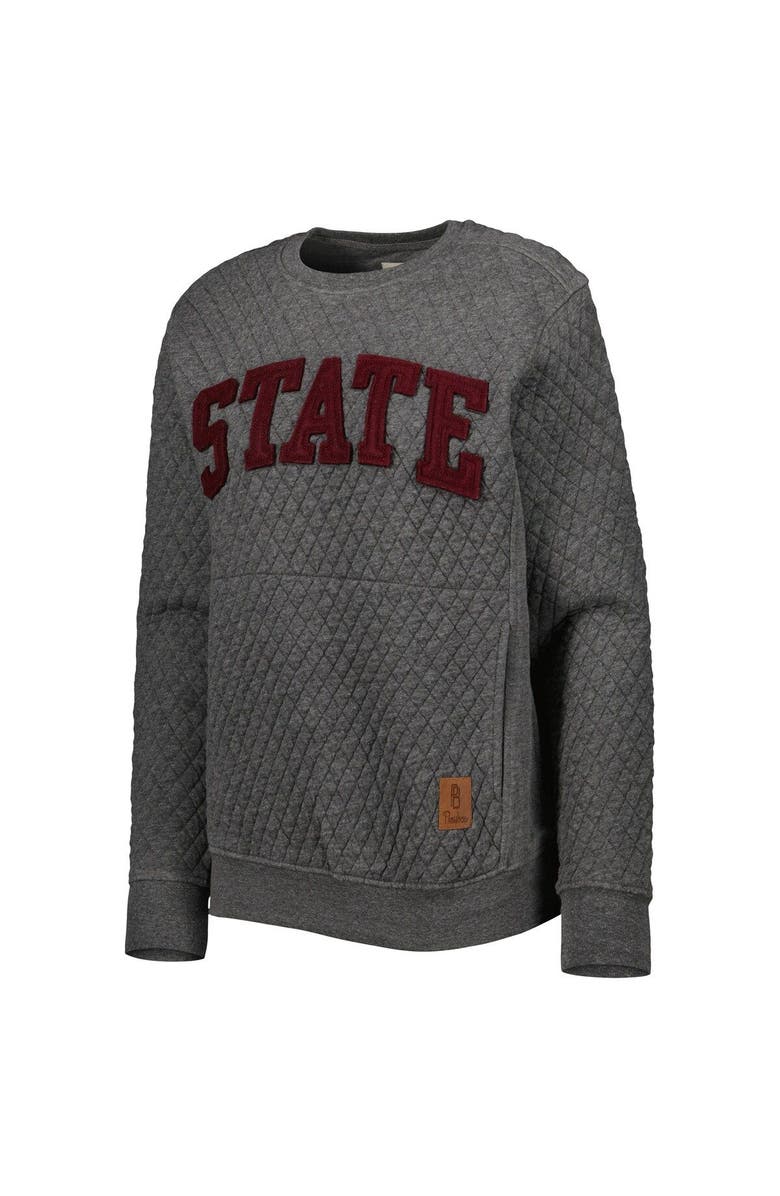 PRESSBOX Women's Pressbox Heather Charcoal Mississippi State Bulldogs Moose Quilted Pullover Sweatshirt, Alternate, color, Heather Charcoal