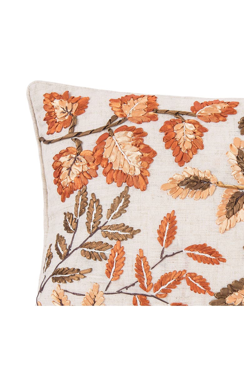 Autumn Floral Leaves Handcrafted Small Long Accent Pillow 12" x 18", Alternate, color, Orange