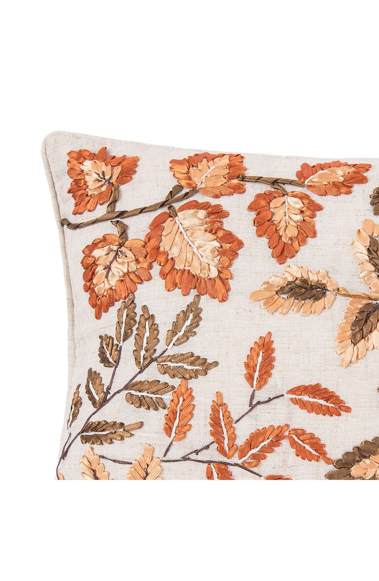 C&F Home Autumn Floral Leaves Handcrafted Small Long Accent Pillow 12" x 18", Alternate, color, Orange