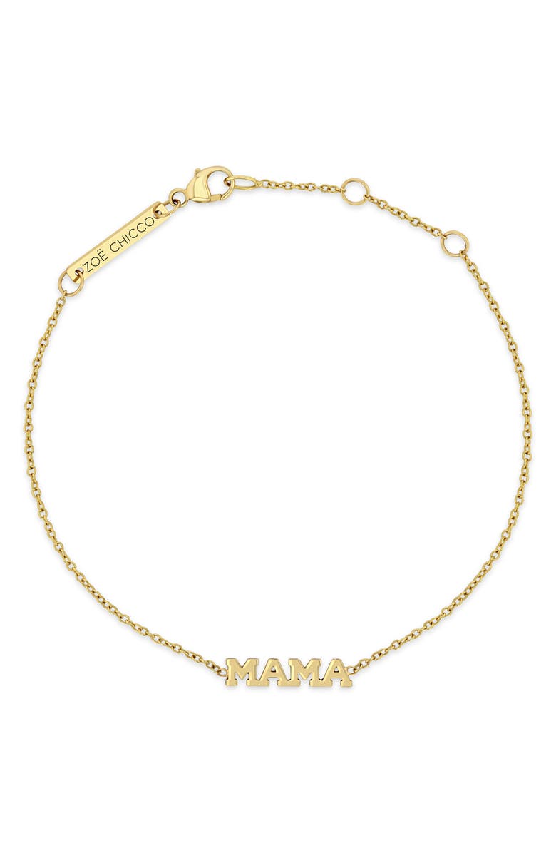 Zoë Chicco Mama Pendant Bracelet, Alternate, color, 14K Yellow Gold