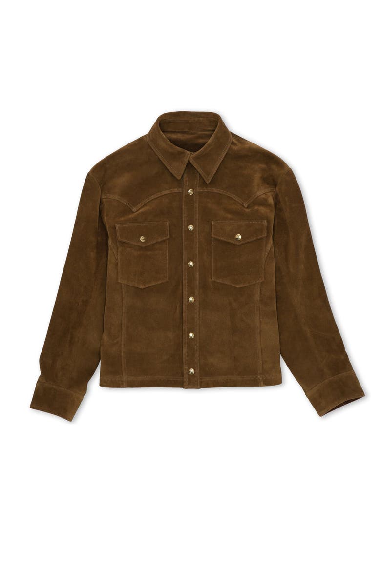 Suede Western Jacket, Main, color, BROWN