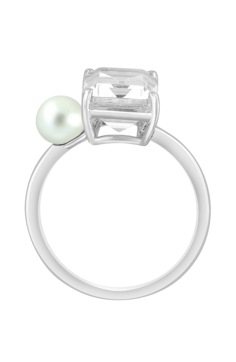 EFFY White Topaz & 5-5.5mm Cultured Pearl Ring, Alternate, color, White