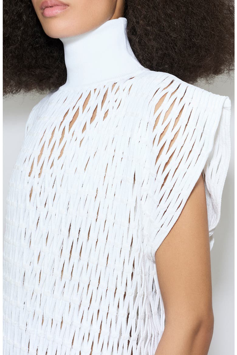 Macramé Cap Sleeve Drop Waist Dress, Alternate, color, BLANC