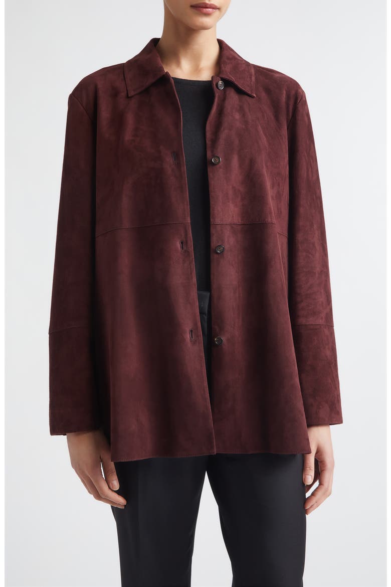 Suede Shirt Jacket, Main, color, RED