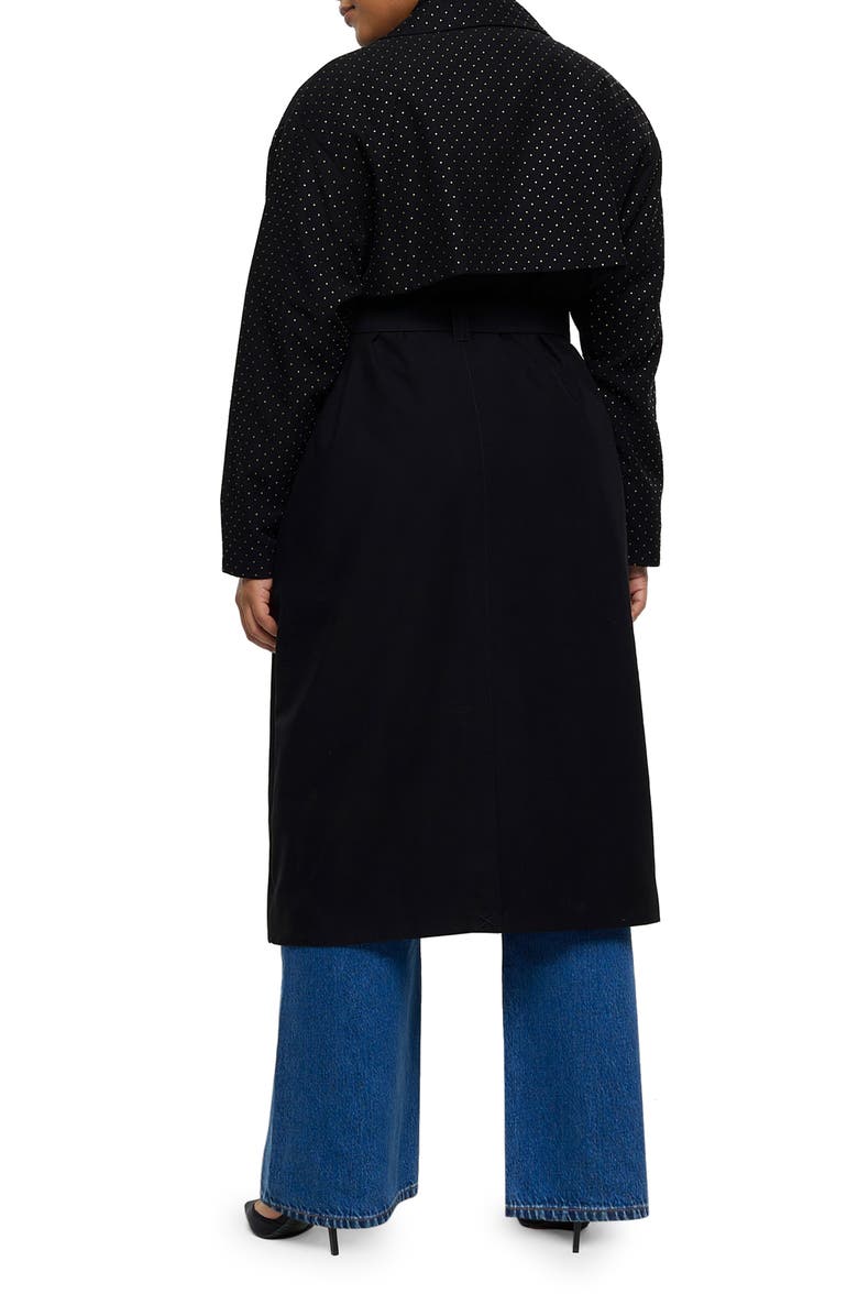 River Island Belted Studded Longline Trench Coat, Alternate, color,