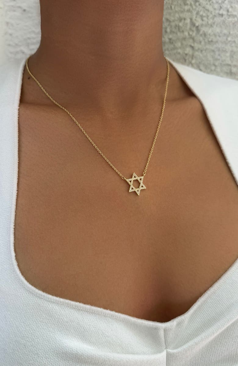 Adornia Cubic Zirconia Star of David Pendant Necklace, Alternate, color, Gold