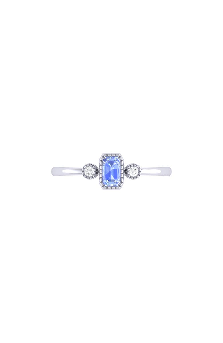LuvMyJewelry Emerald Cut Tanzanite & Diamond Birthstone Ring in 14K Gold, Alternate, color, White Gold