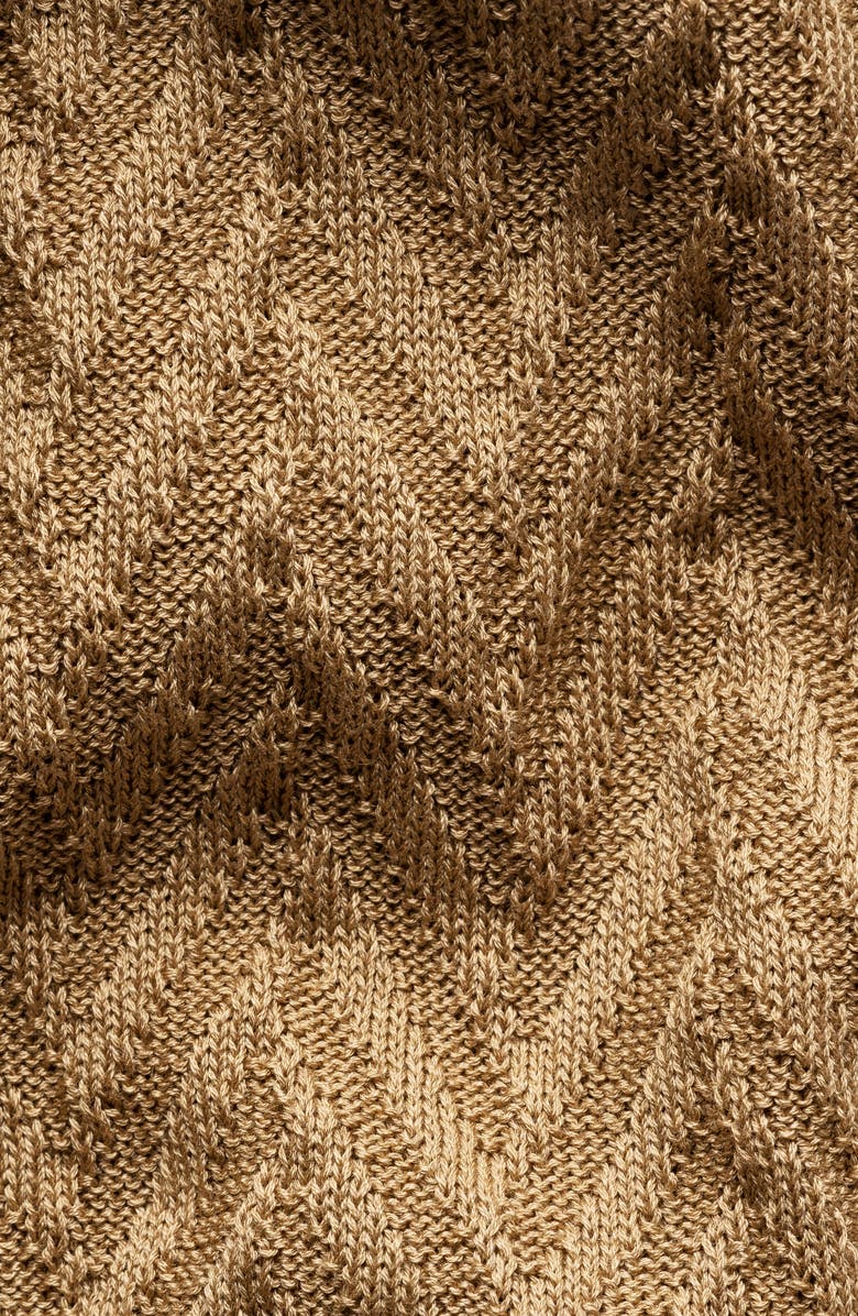 Eton Chevron Structure Long Sleeve Polo, Alternate, color, Light Beige