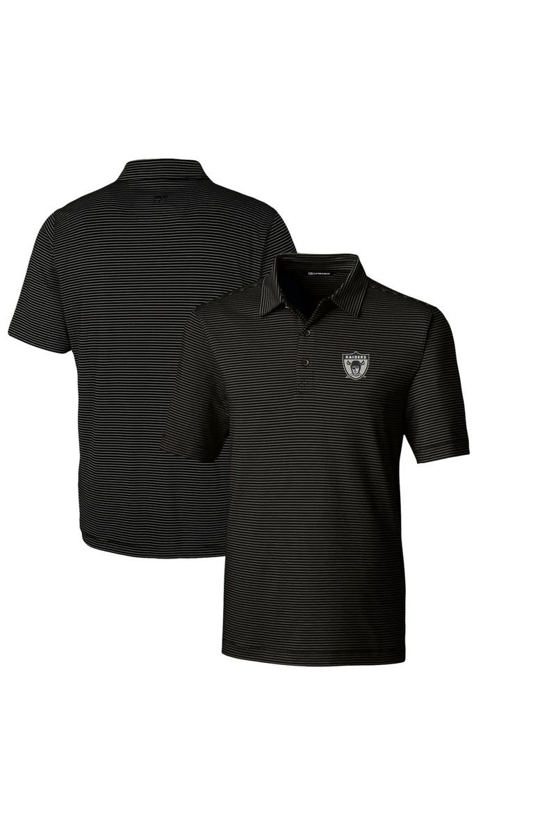 Cutter & Buck Men's Cutter & Buck Black Las Vegas Raiders Throwback Logo Big & Tall Forge Pencil Stripe Stretch Polo, Alternate, color, 
