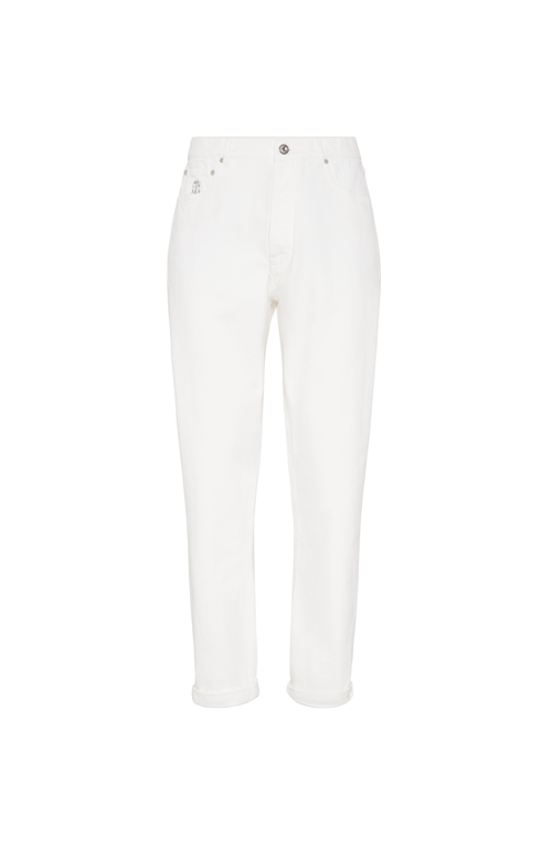 Brunello Cucinelli Iconic Fit Five-pocket Trousers In White