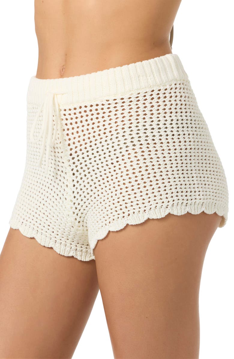 O'Neill Consuelo Open Stitch Cover-Up Shorts, Alternate, color, Winter White