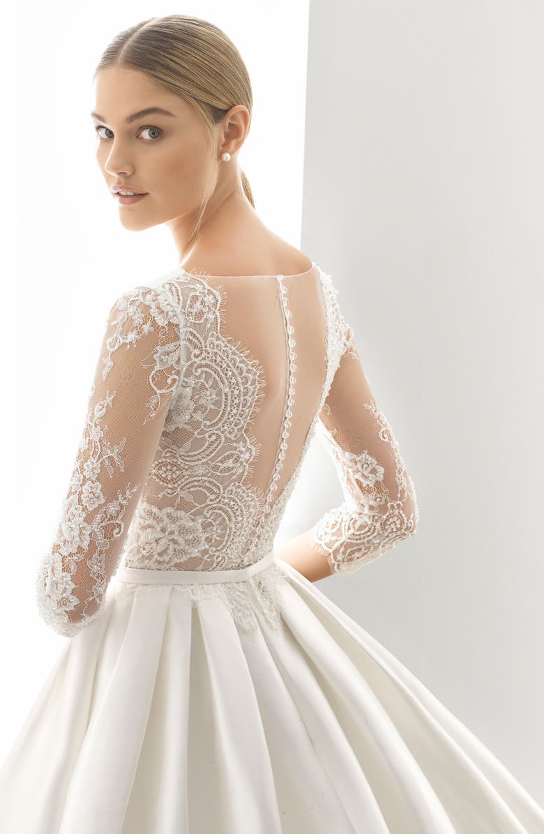 Rosa Clará Drama Lace Sleeve Ballgown, Alternate, color,