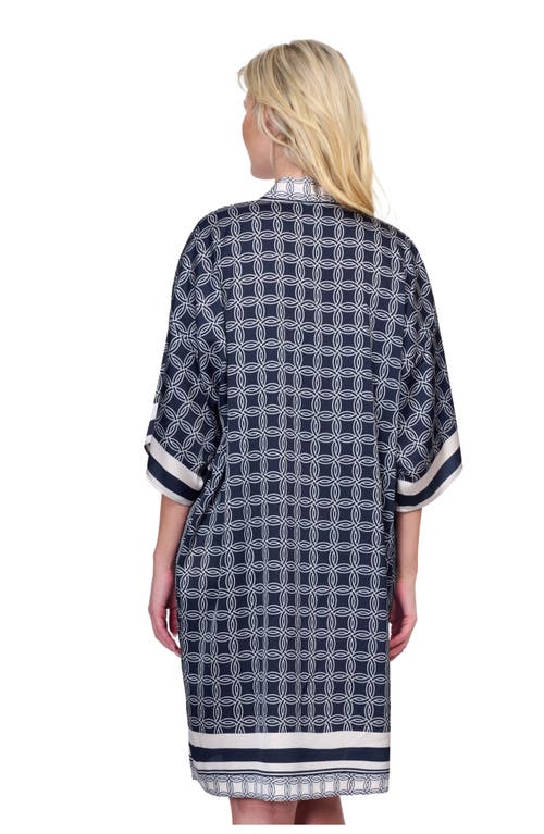 Gottex Golden Chic Flutter Sleeve Robe With Tie In Black Cream