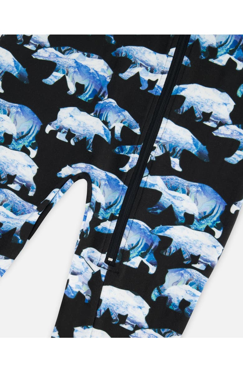 Deux par Deux Baby Boy's One Piece Thermal Underwear Black Printed Polar Bears, Alternate, color, 