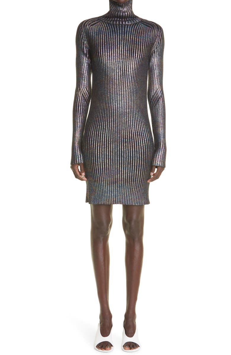 St. John Collection Foiled Rib Wool Dress, Main, color, 