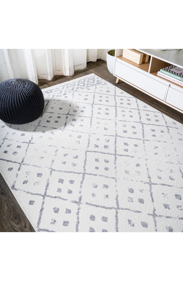 JONATHAN Y Juba Moroccan Geometric Diamond Area Rug, Alternate, color, Ivory/Gray