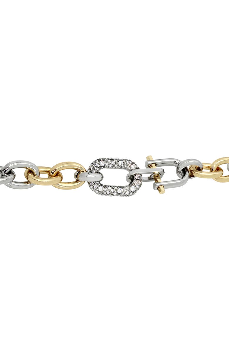 AllSaints Two-Tone Crystal Link Bracelet, Alternate, color, Rhodium