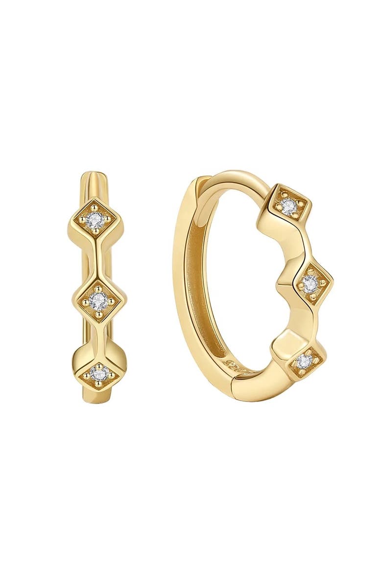 Mazin Jewels Triple Stone Huggies, Main, color, Gold