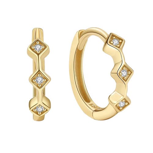 Mazin Jewels Triple Stone Huggies