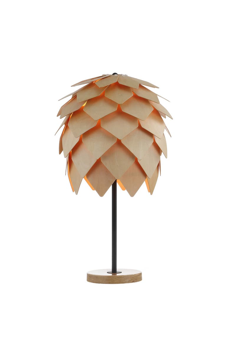 Simon 20.5" Pinecone Wood/Metal LED Table Lamp, Natural/Black, Main, color, Natural/Black