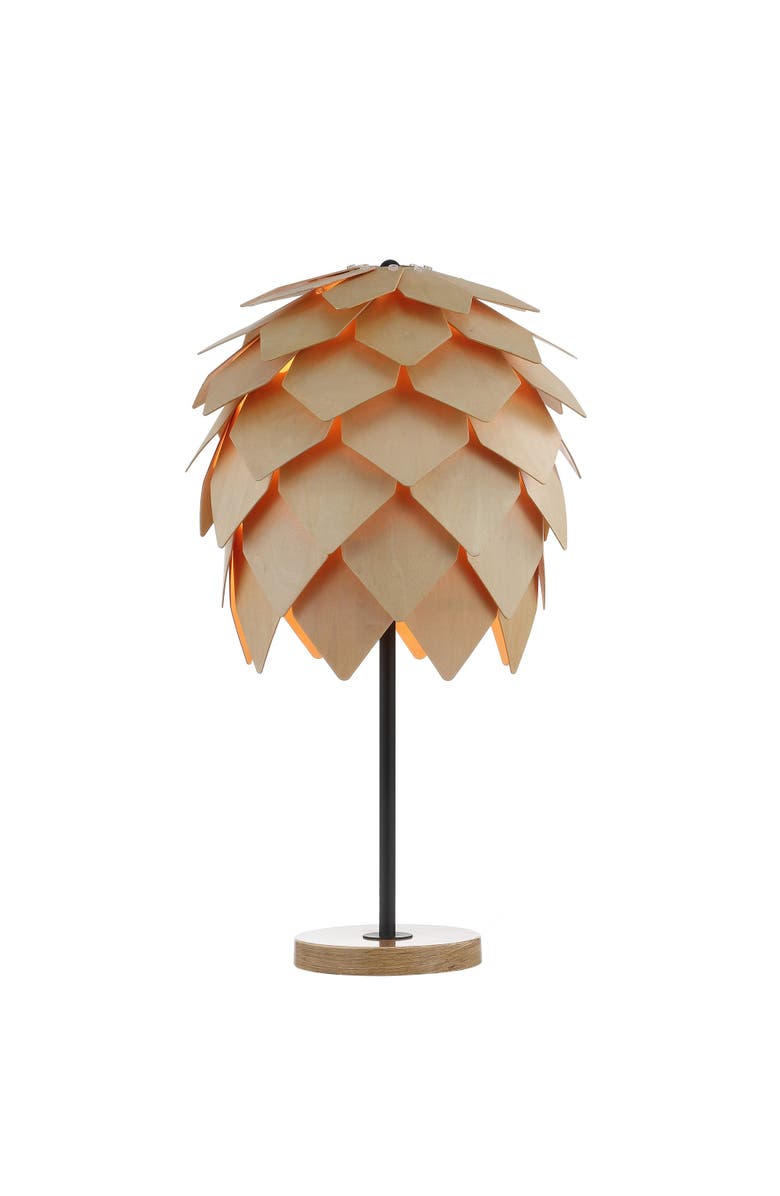 JONATHAN Y Simon 20.5" Pinecone Wood/Metal LED Table Lamp, Natural/Black, Main, color, Natural/Black