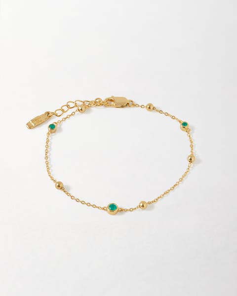 Globe Station Green Onyx Bracelet