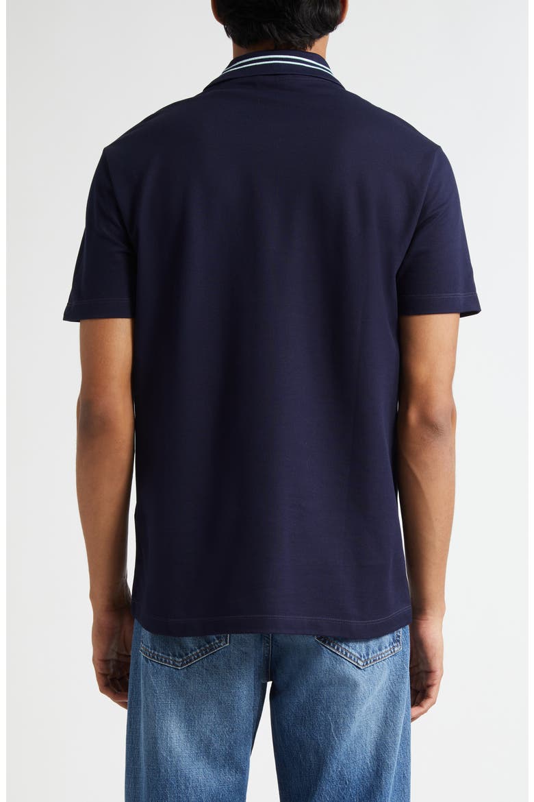 Stripe Collar Cotton Piqué Polo, Alternate, color, NAVY BLUE