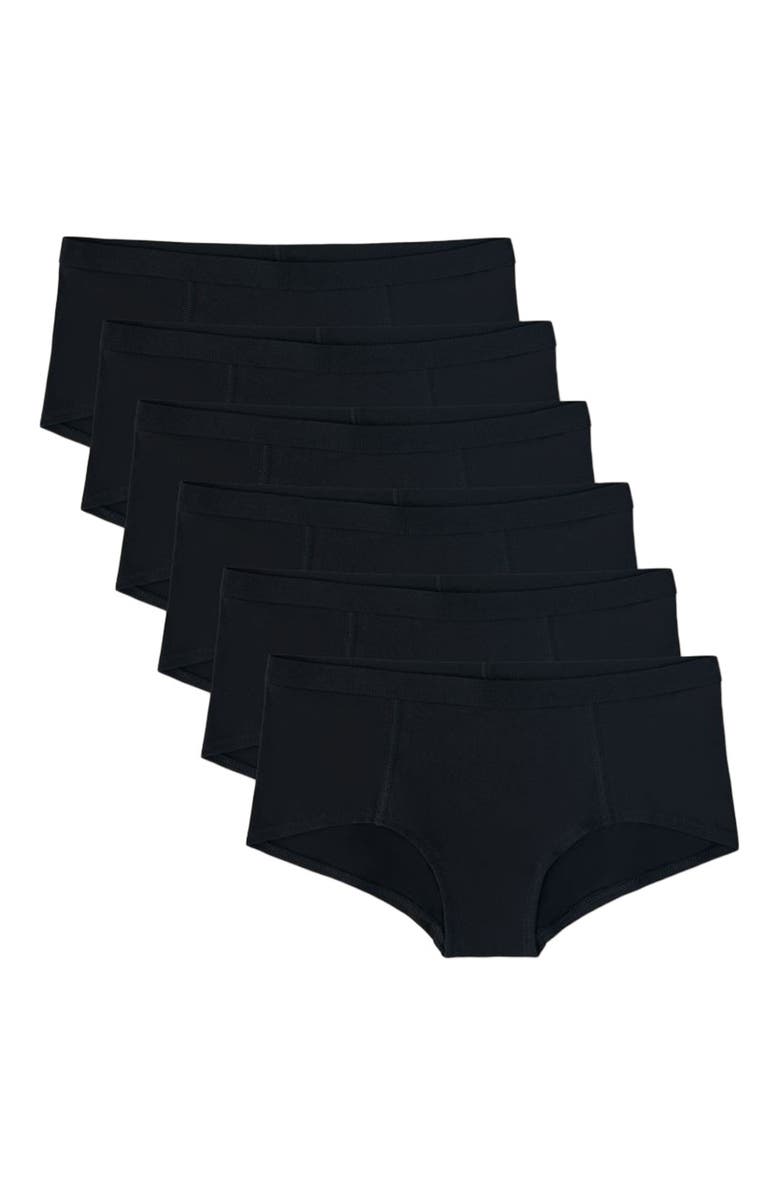 Pact Organic Cotton Everyday Boy Short 6-Pack, Alternate, color, Black