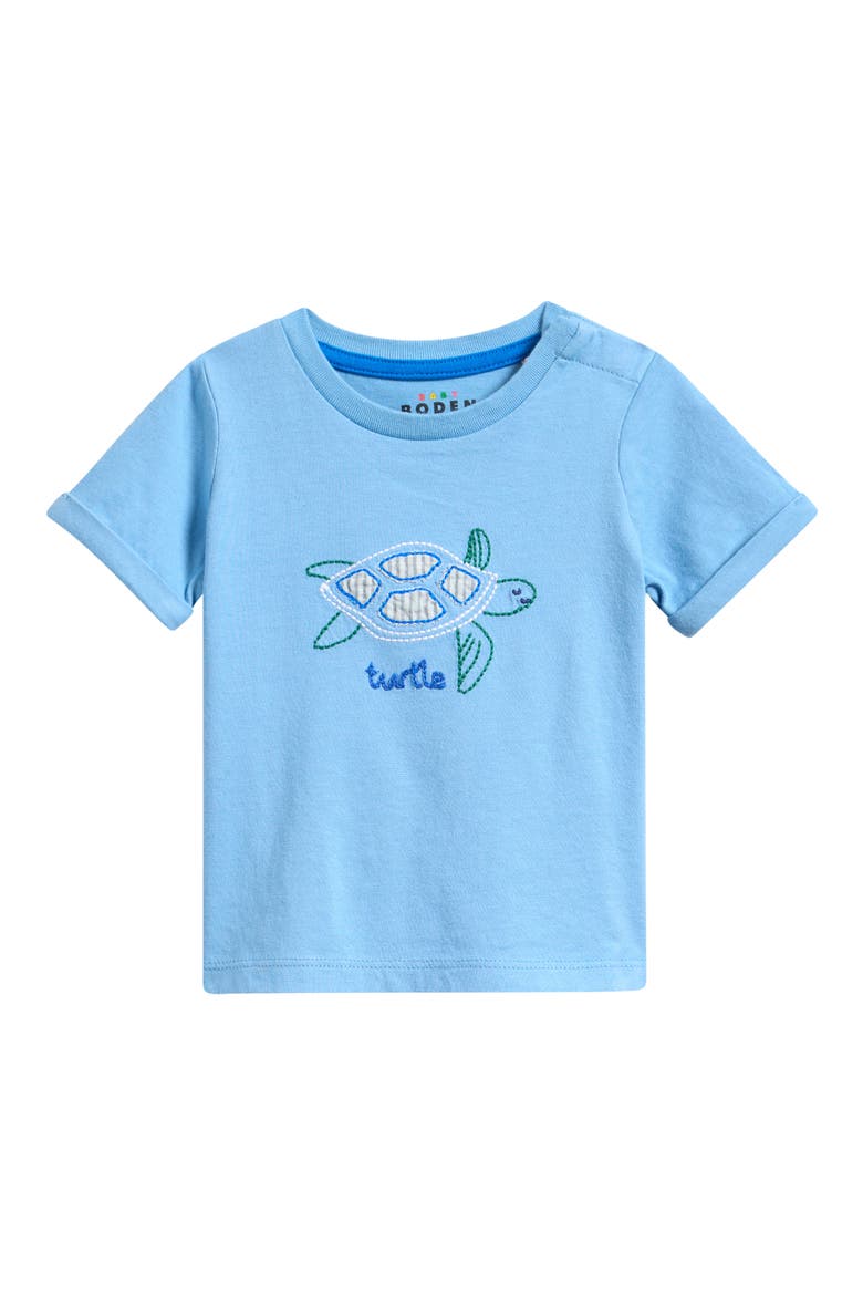 Embroidered Chain Stitch T-Shirt, Main, color, BLUE TURTLE CHAIN STITCH