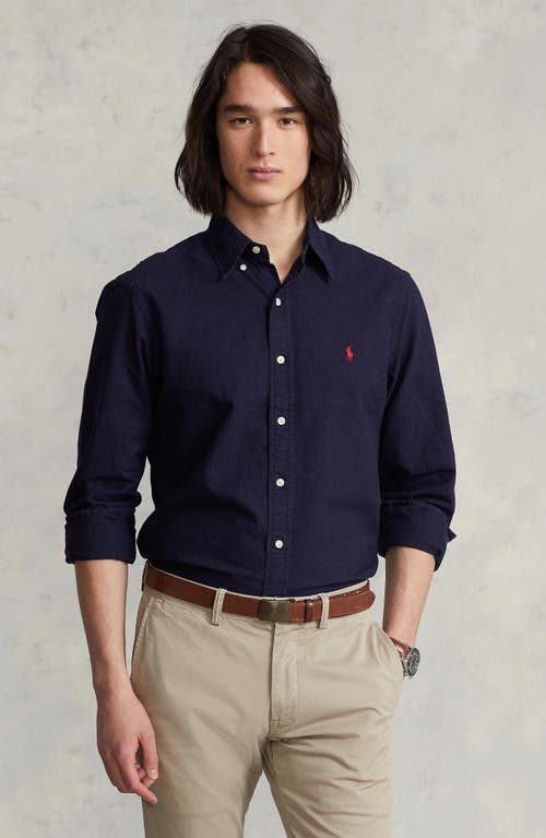 Shop Polo Ralph Lauren Long Sleeve Cotton Oxford Button-down Shirt In Rl Navy