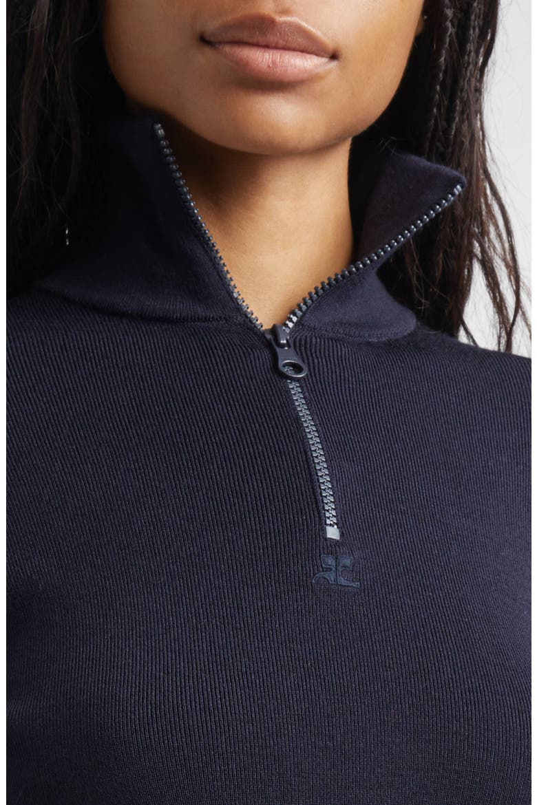 Merino Wool Mock Neck Half Zip Sweater, Alternate, color, NAVY