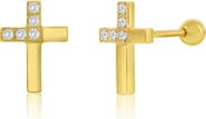 BLACKJACK Men's Cubic Zirconia Cross Stud Earrings