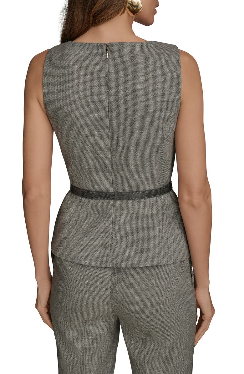 Donna Karan New York Sleeveless Belted Top, Alternate, color, Heathr Iron Multi