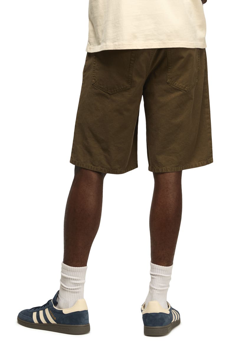 Loose Fit Cotton Canvas 5-Pocket Shorts, Alternate, color, BURNT OLIVE