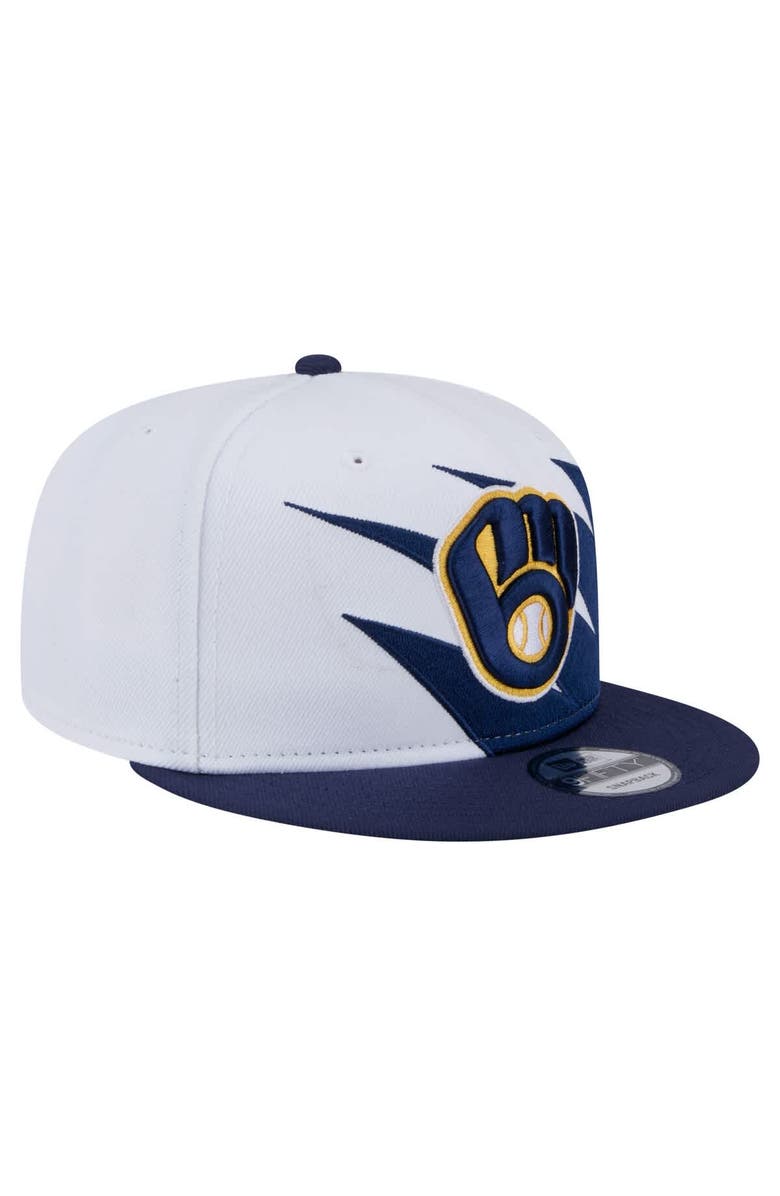 New Era Men's New Era Navy/White Milwaukee Brewers Jagged 9FIFTY Snapback Hat, Alternate, color,