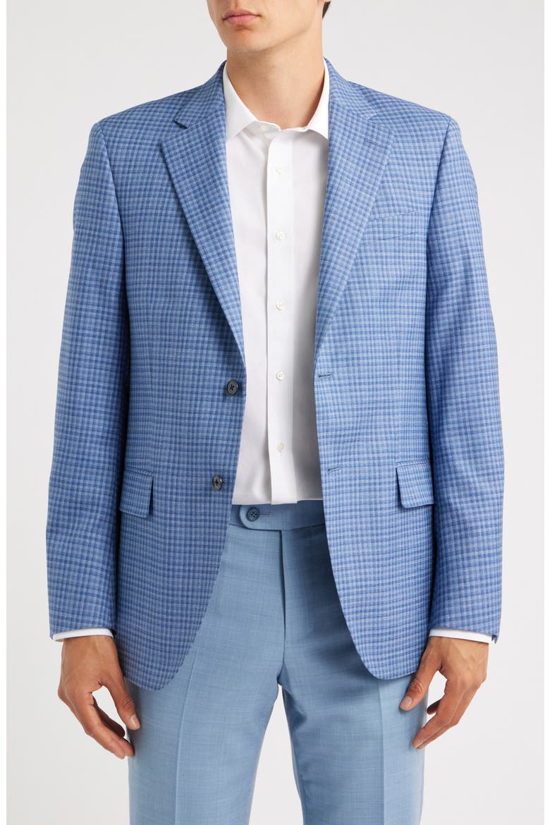 Flynn Classic Fit Light Blue Check Wool Sport Coat, Main, color, LIGHT BLUE