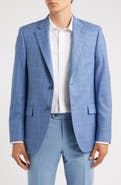 Peter Millar Flynn Classic Fit Light Blue Check Wool Sport Coat